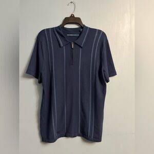 Perry Ellis Dark Blue Polo with Zip Collar